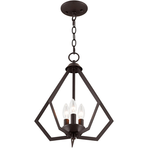 HomeRoots Bronze Three-Light Dimmable Chandelier with Modern Cylinder Shades for Elegant Compact Spaces 687266