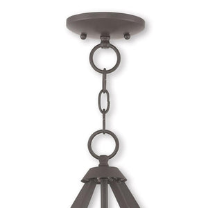 HomeRoots Bronze Three-Light Dimmable Chandelier with Modern Cylinder Shades for Elegant Compact Spaces 687266