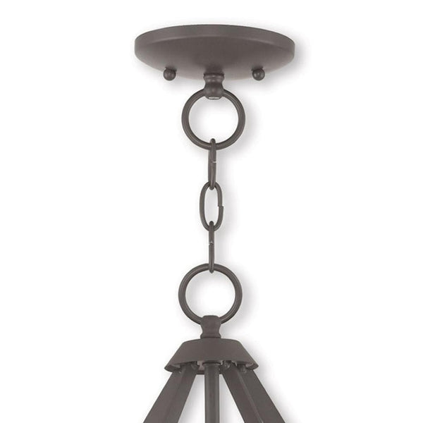 HomeRoots Bronze Three-Light Dimmable Chandelier with Modern Cylinder Shades for Elegant Compact Spaces 687266