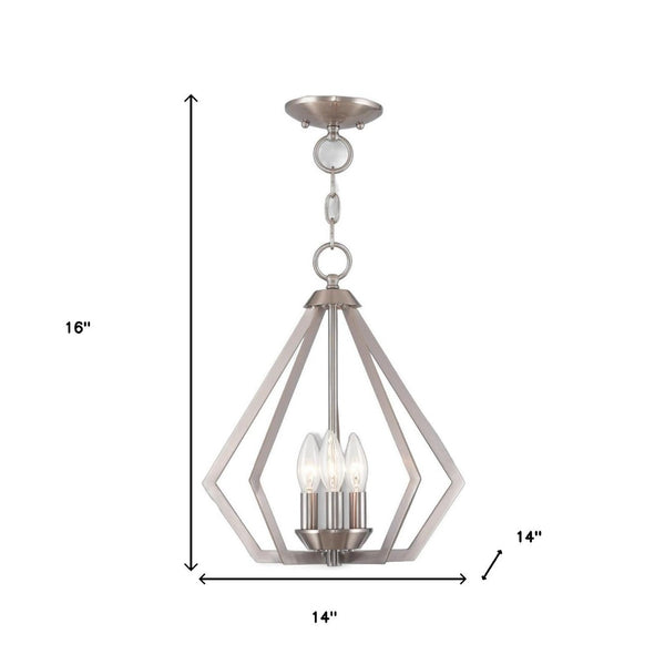 HomeRoots Three Light Dimmable Chandelier with Sleek Cylinder Shades for Modern Home Décor & Versatile Ambiance 687267