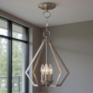 HomeRoots Three Light Dimmable Chandelier with Sleek Cylinder Shades for Modern Home Décor & Versatile Ambiance 687267