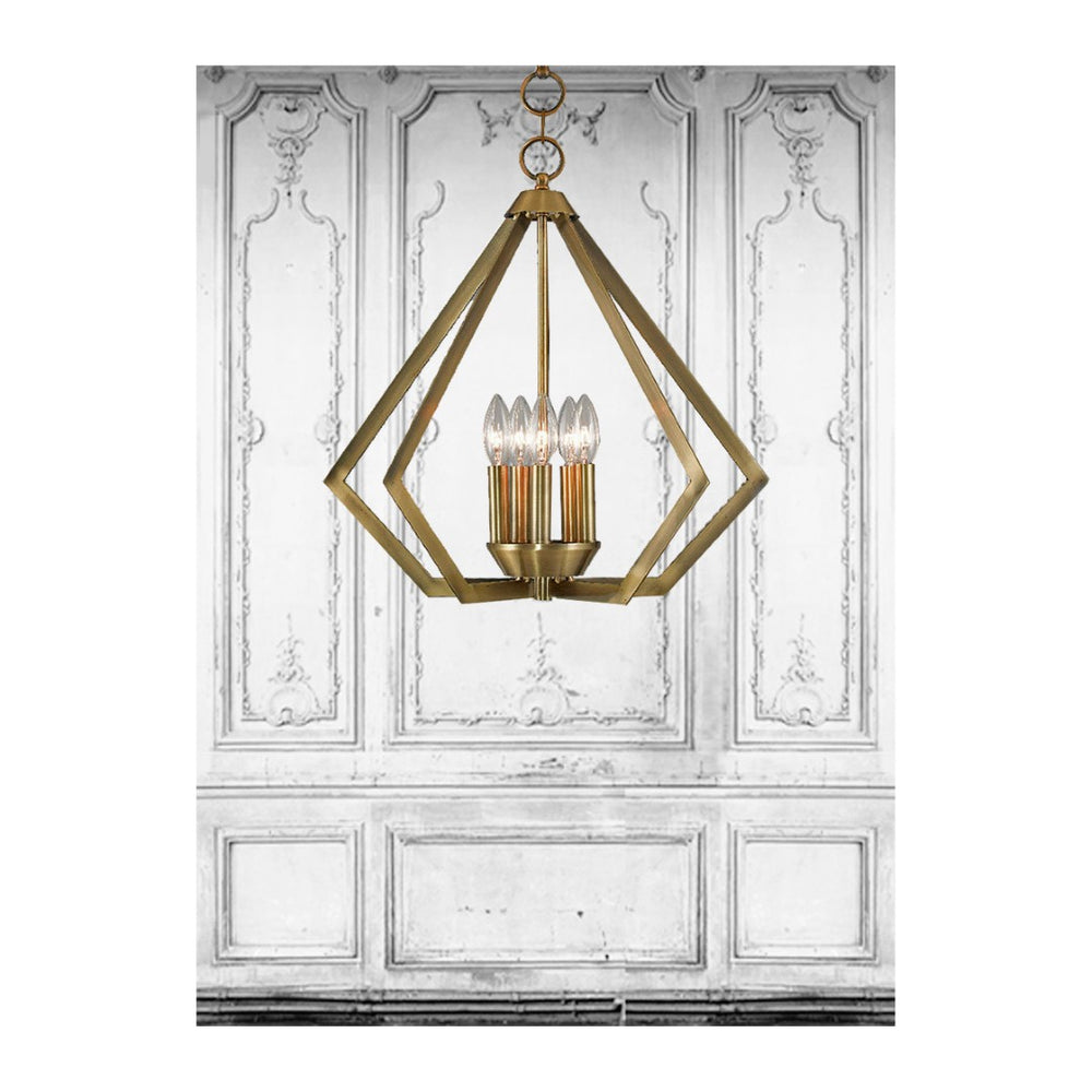HomeRoots Five Light Dimmable Chandelier with Stylish Cylinder Shades for Modern Home Illumination & Design 687268