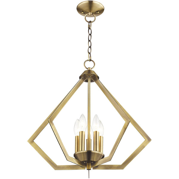 HomeRoots Five Light Dimmable Chandelier with Stylish Cylinder Shades for Modern Home Illumination & Design 687268