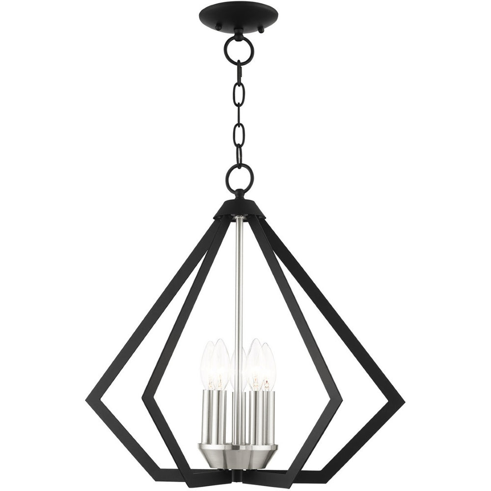 HomeRoots Five Light Dimmable Chandelier with Cylinder Shades - Modern Design for Elegant Home Lighting Solutions 687269