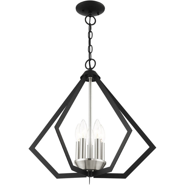 HomeRoots Five Light Dimmable Chandelier with Cylinder Shades - Modern Design for Elegant Home Lighting Solutions 687269