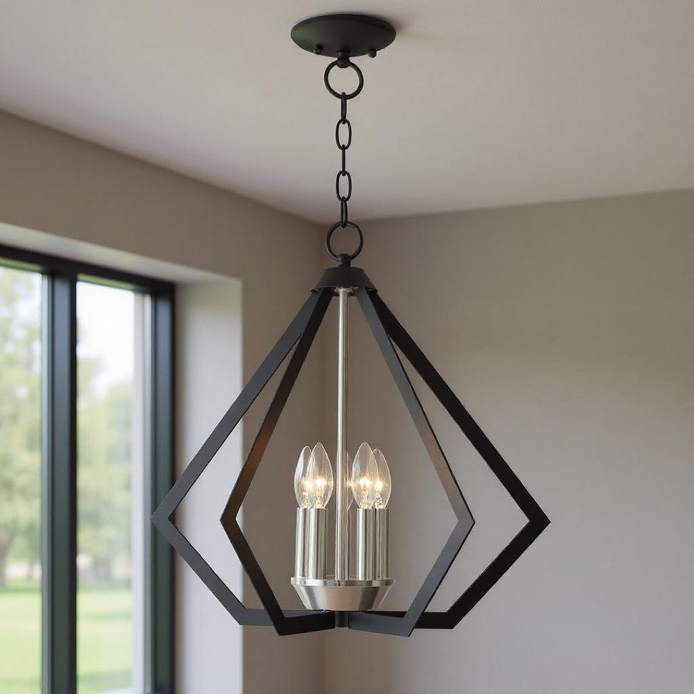 HomeRoots Five Light Dimmable Chandelier with Cylinder Shades - Modern Design for Elegant Home Lighting Solutions 687269