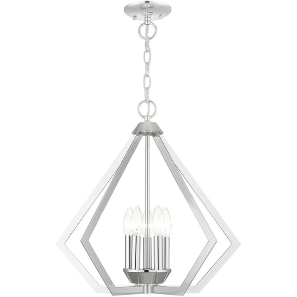 HomeRoots Five Light Dimmable Chandelier with Sleek Cylindrical Shades for Modern Spaces - Adjustable Ambiance 687270