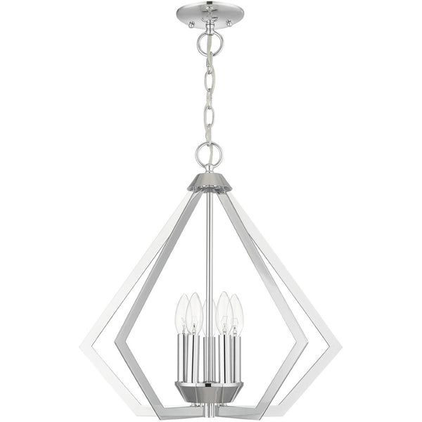 HomeRoots Five Light Dimmable Chandelier with Sleek Cylindrical Shades for Modern Spaces - Adjustable Ambiance 687270