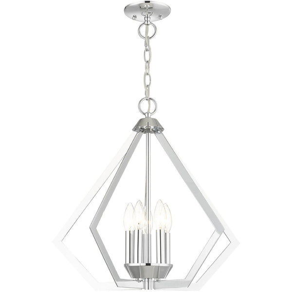 HomeRoots Five Light Dimmable Chandelier with Sleek Cylindrical Shades for Modern Spaces - Adjustable Ambiance 687270