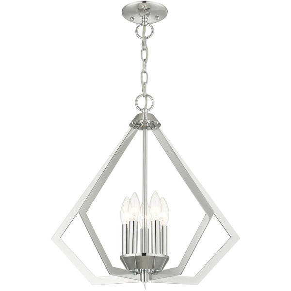 HomeRoots Five Light Dimmable Chandelier with Sleek Cylindrical Shades for Modern Spaces - Adjustable Ambiance 687270