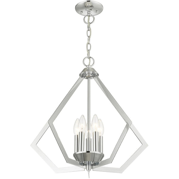 HomeRoots Five Light Dimmable Chandelier with Sleek Cylindrical Shades for Modern Spaces - Adjustable Ambiance 687270