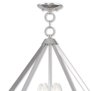 HomeRoots Five Light Dimmable Chandelier with Sleek Cylindrical Shades for Modern Spaces - Adjustable Ambiance 687270