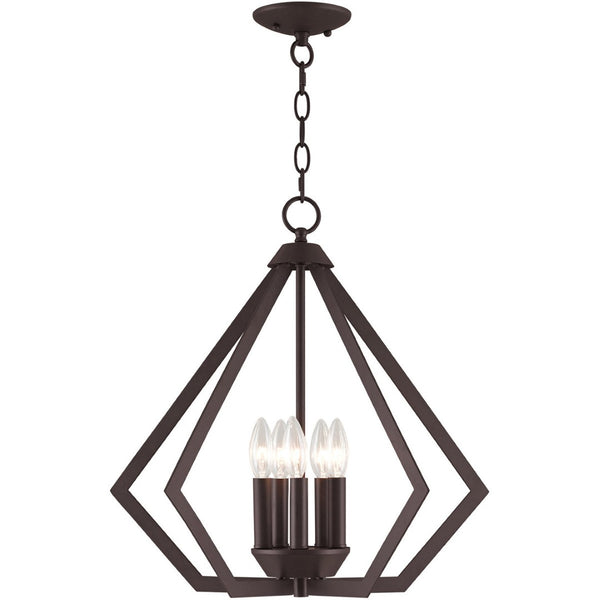 HomeRoots Bronze Five-Light Dimmable Chandelier with Elegant Cylinder Shades for Modern & Classic Spaces 687271