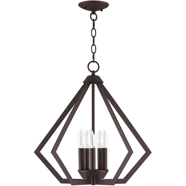 HomeRoots Bronze Five-Light Dimmable Chandelier with Elegant Cylinder Shades for Modern & Classic Spaces 687271