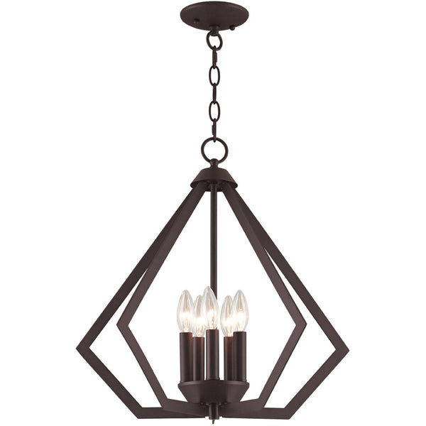 HomeRoots Bronze Five-Light Dimmable Chandelier with Elegant Cylinder Shades for Modern & Classic Spaces 687271