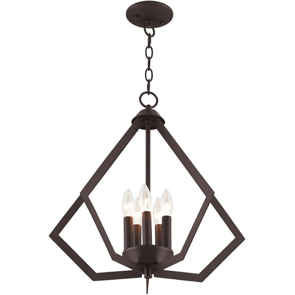 HomeRoots Bronze Five-Light Dimmable Chandelier with Elegant Cylinder Shades for Modern & Classic Spaces 687271