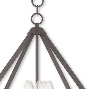 HomeRoots Bronze Five-Light Dimmable Chandelier with Elegant Cylinder Shades for Modern & Classic Spaces 687271