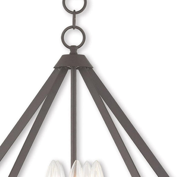 HomeRoots Bronze Five-Light Dimmable Chandelier with Elegant Cylinder Shades for Modern & Classic Spaces 687271