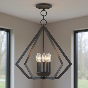 HomeRoots Bronze Five-Light Dimmable Chandelier with Elegant Cylinder Shades for Modern & Classic Spaces 687271