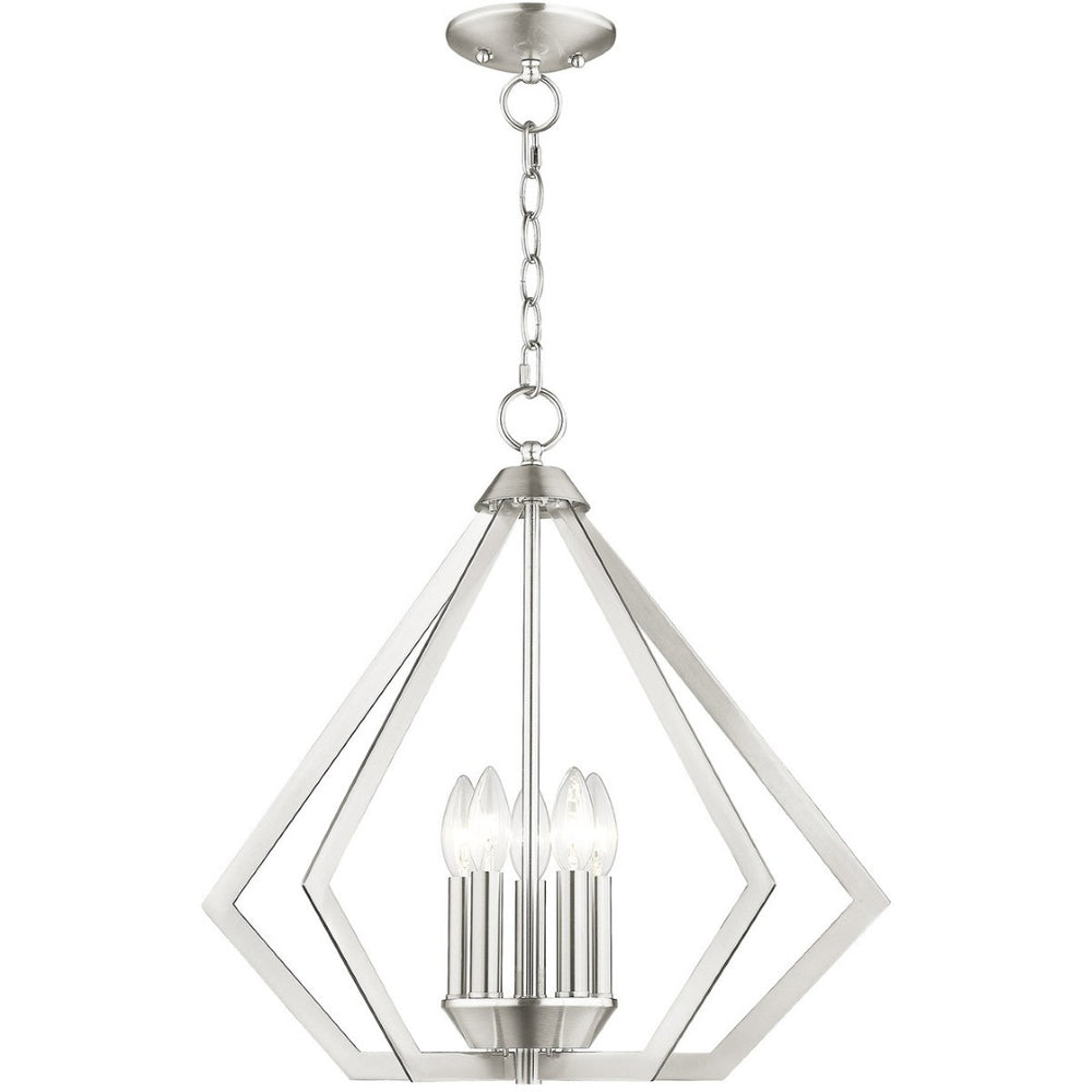 HomeRoots Five Light Dimmable Chandelier – Modern Steel Fixture with Cylindrical Shades for Any Décor Space 687272