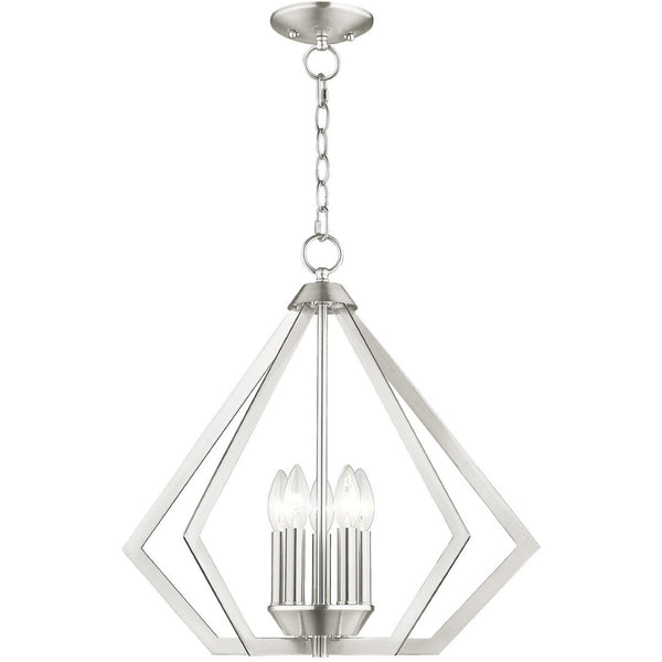 HomeRoots Five Light Dimmable Chandelier – Modern Steel Fixture with Cylindrical Shades for Any Décor Space 687272