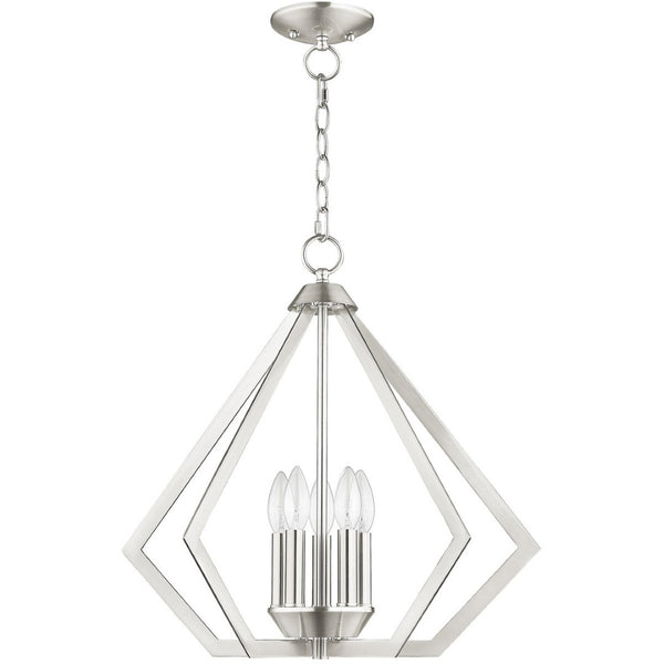 HomeRoots Five Light Dimmable Chandelier – Modern Steel Fixture with Cylindrical Shades for Any Décor Space 687272