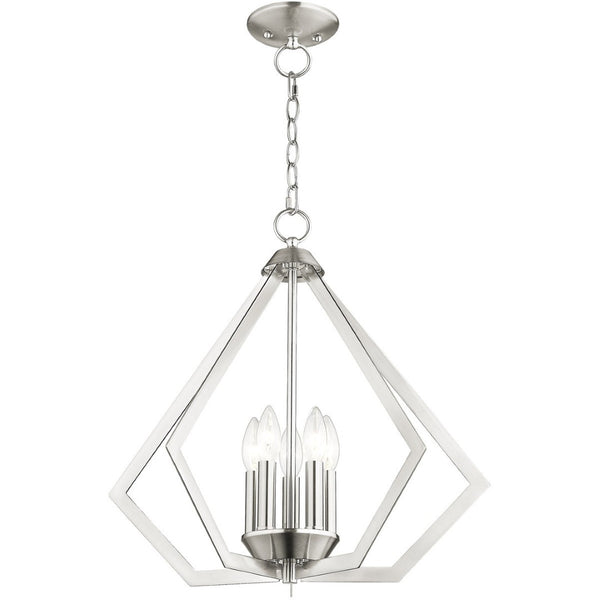 HomeRoots Five Light Dimmable Chandelier – Modern Steel Fixture with Cylindrical Shades for Any Décor Space 687272