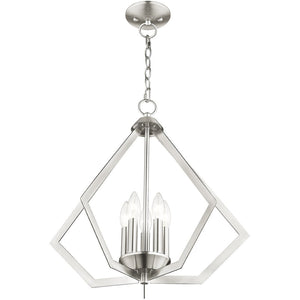 HomeRoots Five Light Dimmable Chandelier – Modern Steel Fixture with Cylindrical Shades for Any Décor Space 687272