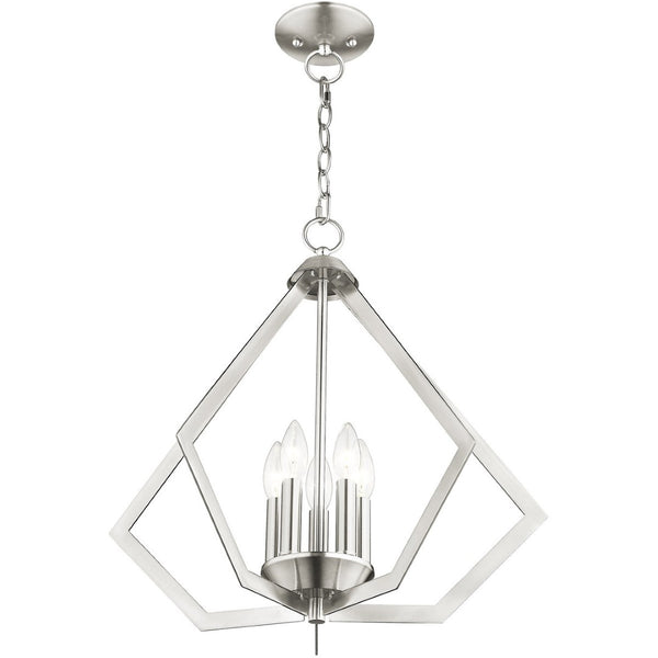 HomeRoots Five Light Dimmable Chandelier – Modern Steel Fixture with Cylindrical Shades for Any Décor Space 687272