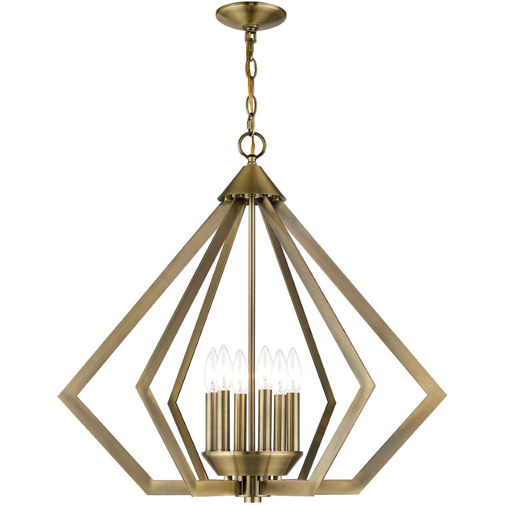 HomeRoots Six Light Dimmable Chandelier with Modern Cylindrical Shades for Stylish Ambiance in Any Room 687273