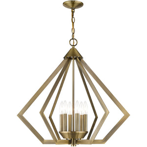 HomeRoots Six Light Dimmable Chandelier with Modern Cylindrical Shades for Stylish Ambiance in Any Room 687273