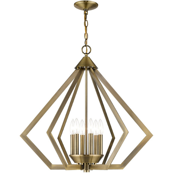 HomeRoots Six Light Dimmable Chandelier with Modern Cylindrical Shades for Stylish Ambiance in Any Room 687273