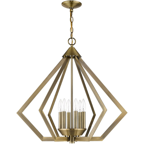 HomeRoots Six Light Dimmable Chandelier with Modern Cylindrical Shades for Stylish Ambiance in Any Room 687273
