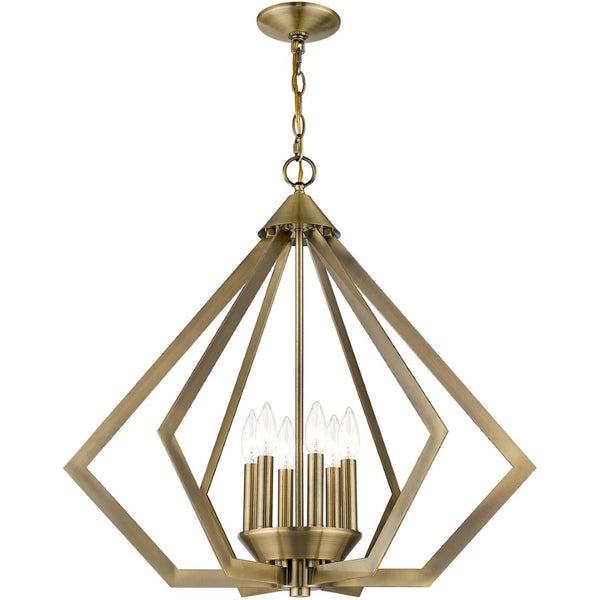 HomeRoots Six Light Dimmable Chandelier with Modern Cylindrical Shades for Stylish Ambiance in Any Room 687273