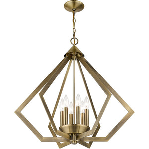 HomeRoots Six Light Dimmable Chandelier with Modern Cylindrical Shades for Stylish Ambiance in Any Room 687273