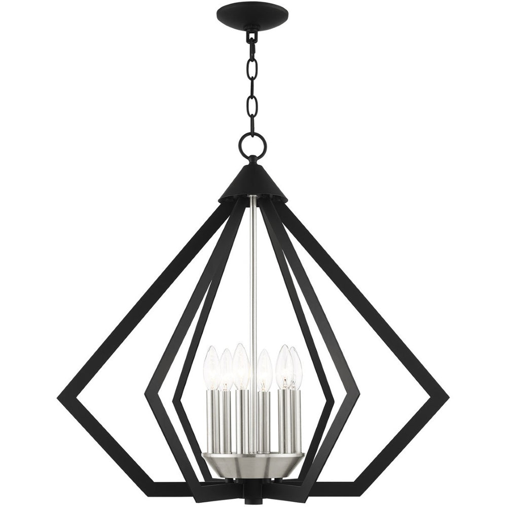 HomeRoots Six Light Dimmable Chandelier - Modern Cylindrical Design for Adjustable Illumination in Any Space 687274