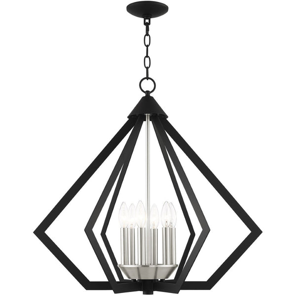 HomeRoots Six Light Dimmable Chandelier - Modern Cylindrical Design for Adjustable Illumination in Any Space 687274