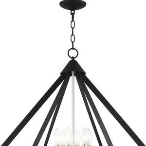 HomeRoots Six Light Dimmable Chandelier - Modern Cylindrical Design for Adjustable Illumination in Any Space 687274
