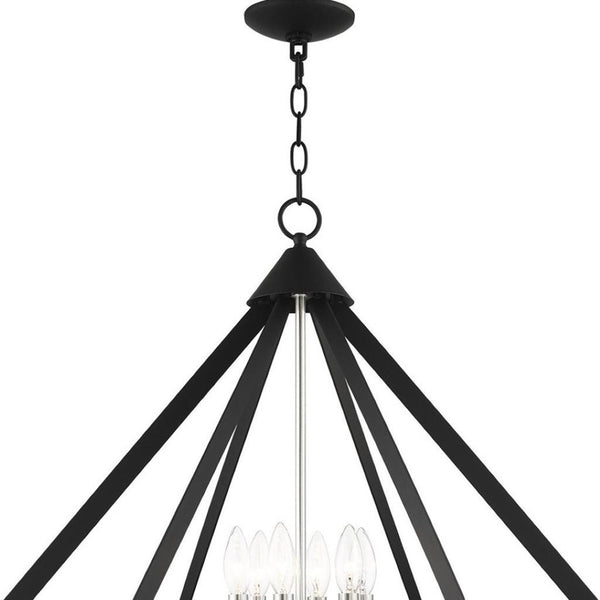 HomeRoots Six Light Dimmable Chandelier - Modern Cylindrical Design for Adjustable Illumination in Any Space 687274