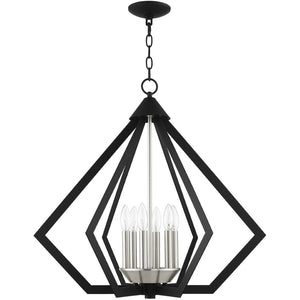 HomeRoots Six Light Dimmable Chandelier - Modern Cylindrical Design for Adjustable Illumination in Any Space 687274