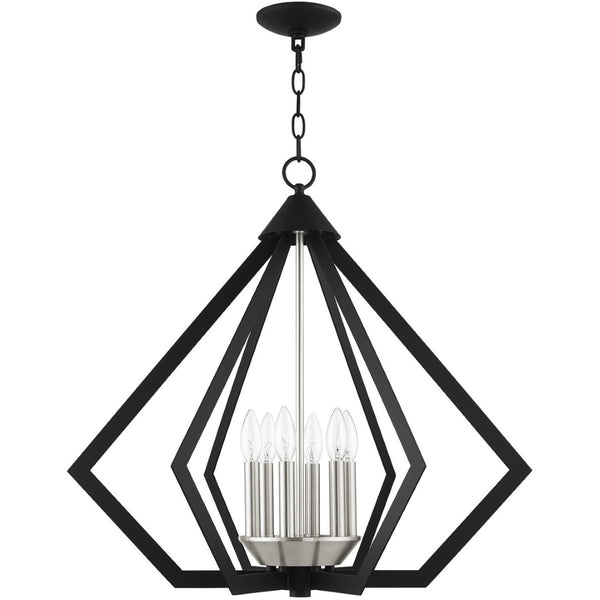 HomeRoots Six Light Dimmable Chandelier - Modern Cylindrical Design for Adjustable Illumination in Any Space 687274