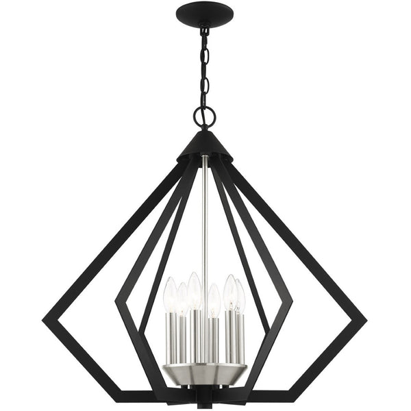 HomeRoots Six Light Dimmable Chandelier - Modern Cylindrical Design for Adjustable Illumination in Any Space 687274