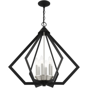 HomeRoots Six Light Dimmable Chandelier - Modern Cylindrical Design for Adjustable Illumination in Any Space 687274