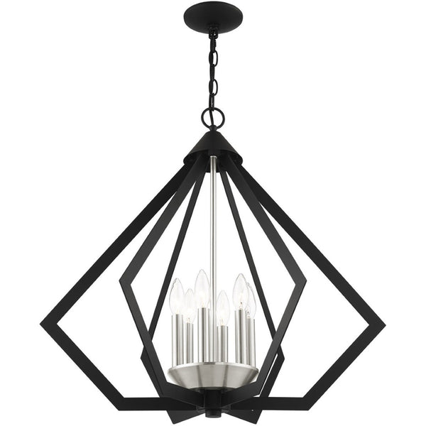 HomeRoots Six Light Dimmable Chandelier - Modern Cylindrical Design for Adjustable Illumination in Any Space 687274