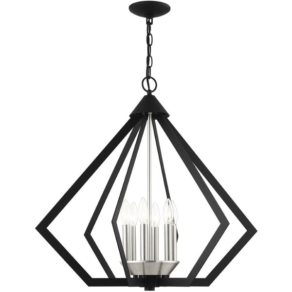 HomeRoots Six Light Dimmable Chandelier - Modern Cylindrical Design for Adjustable Illumination in Any Space 687274