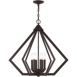 HomeRoots Bronze Six-Light Dimmable Chandelier with Elegant Cylinder Shades for a Modern Home Touch 687275
