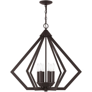 HomeRoots Bronze Six-Light Dimmable Chandelier with Elegant Cylinder Shades for a Modern Home Touch 687275