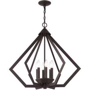 HomeRoots Bronze Six-Light Dimmable Chandelier with Elegant Cylinder Shades for a Modern Home Touch 687275
