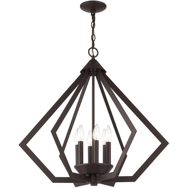 HomeRoots Bronze Six-Light Dimmable Chandelier with Elegant Cylinder Shades for a Modern Home Touch 687275
