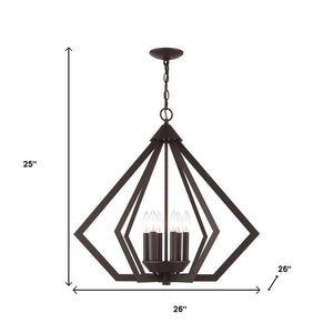 HomeRoots Bronze Six-Light Dimmable Chandelier with Elegant Cylinder Shades for a Modern Home Touch 687275